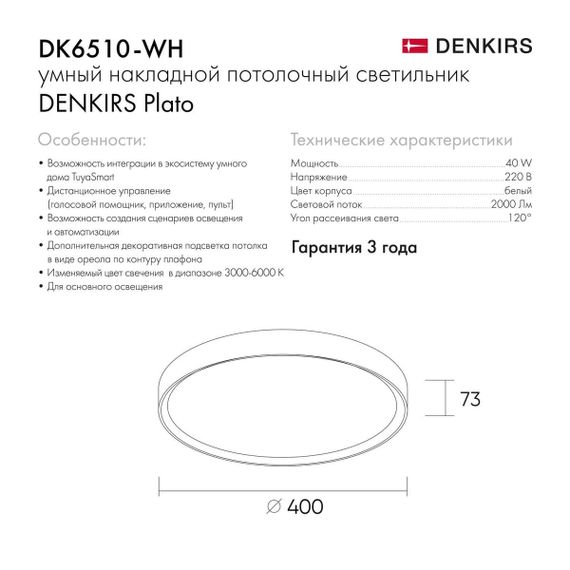 Потолочный светодиодный светильник Denkirs DK6511-WH/1