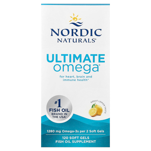 Nordic Naturals, Ultimate Omega®, омега-3 кислоты, со вкусом лимона, 120 капсул (640 мг в 1 капсуле)