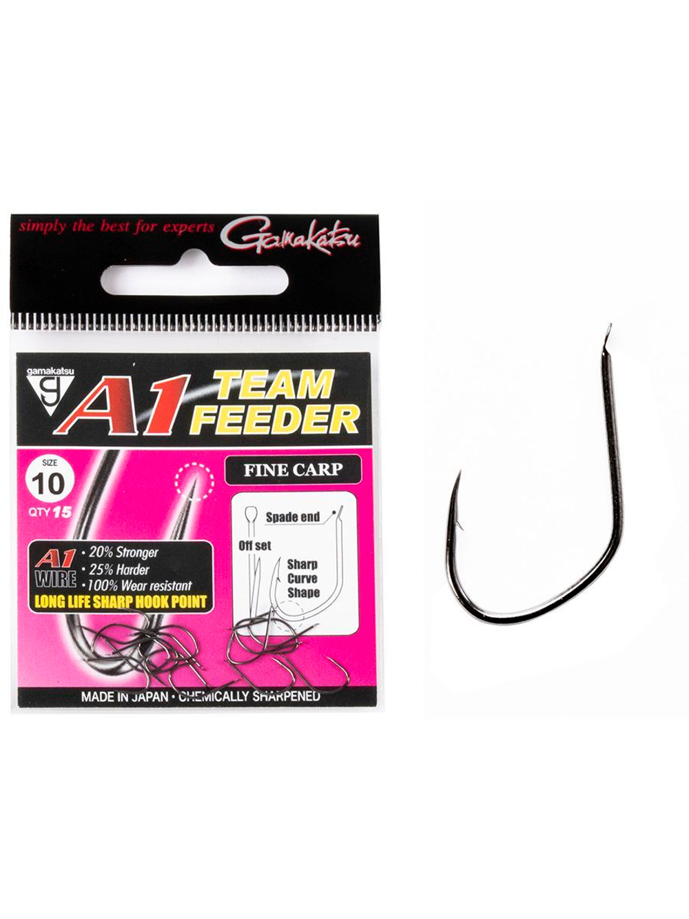 Крючки Gamakatsu A1 Team Feeder HOOKS FINE CARP размер 10 (упк.15шт.)