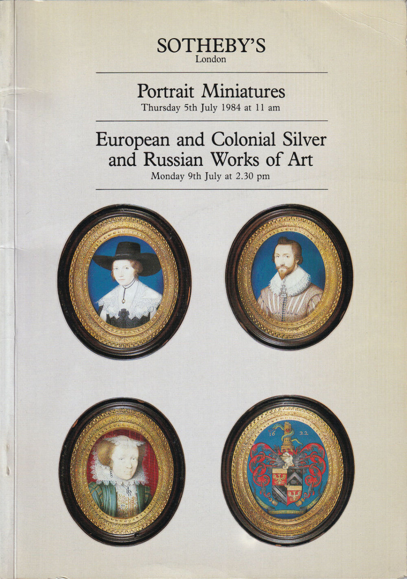 Каталог аукциона Sotheby's, Лондон, Портретные миниатюры от 5 июля 1984 года; Европейское и колониальное серебро и русское искусство от 9 июля 1984 года