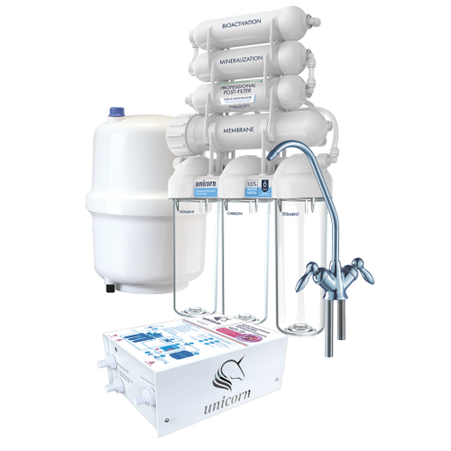 Обратноосмотическая система с помповым блоком UNICORN (FRO_7NP) с УФ-лампой