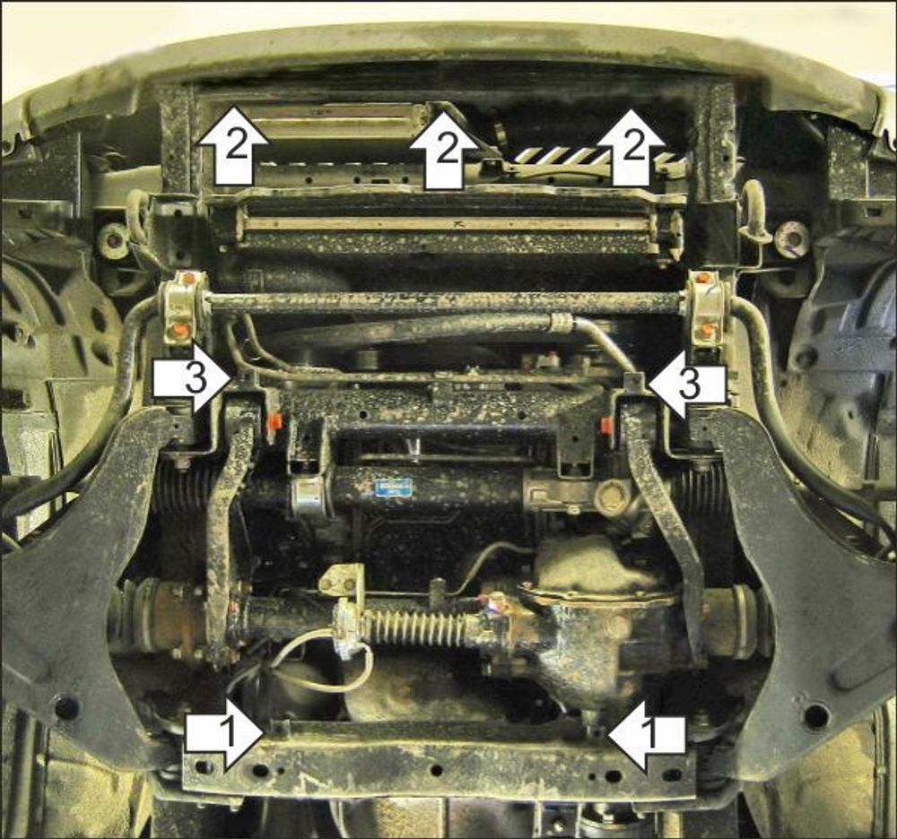 Защита стальная двигателя, Радиатора и переднего дифференциала для Mitsubishi L200 Motodor.71302