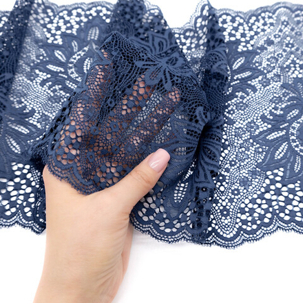 Кружево эластичное СИНИЙ (Джинсовый), 22см