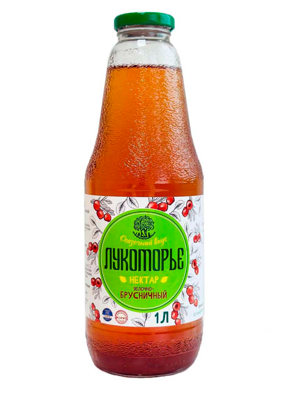 Нектар яблочно-брусничный ЛУКОМОРЬЕ 1л.