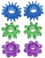 Набор эрекционных колец "Красная Шапочка" (6 штук) (Цвет: синий, зеленый, розовый)