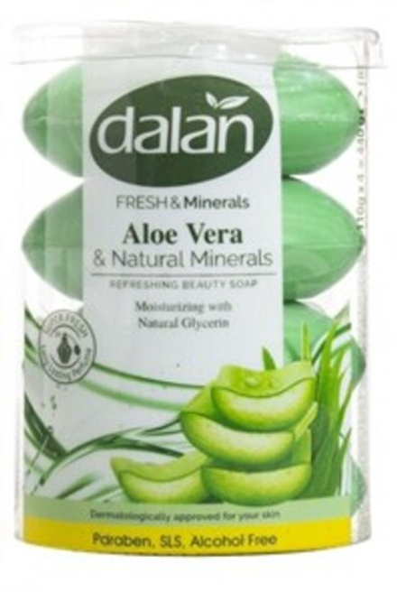 DALAN  Fresh & Minerals Мыло Алое вера (банка) 4*110г/16