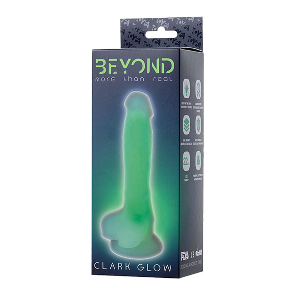 Прозрачно-зеленый светящийся в темноте фаллоимитатор 22см ToyFa Beyond Clark Glow 872001