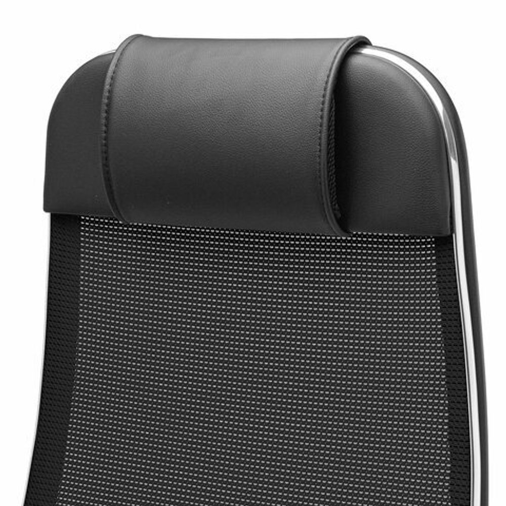 Кресло офисное МЕТТА "К-12", хром, ткань-сетка, сиденье и спинка регулируемые, черное