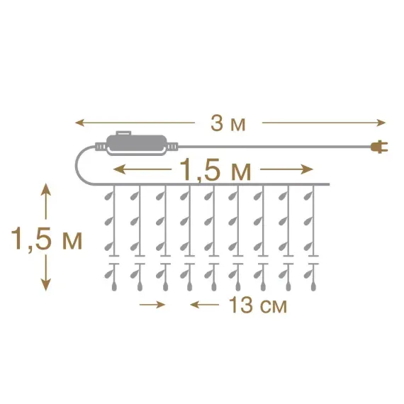 Светодиодный занавес 156 красных LED ламп, 1.5*1.5 м., 220В, 8 режимов, прозрачный провод, Vegas (55080)