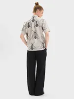 Рубашка FOS Насекомые короткий рукав Женская Бежевая V.2