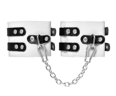 Бело-черные оковы с двумя ремешками и люверсами (Цвет: белый с черным)
