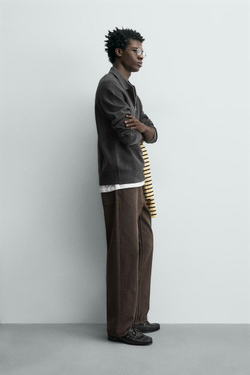 ZARA ТРИКОТАЖНОЕ ПОЛО НА МОЛНИИ, СЕРЫЙ МЕЛАНЖ