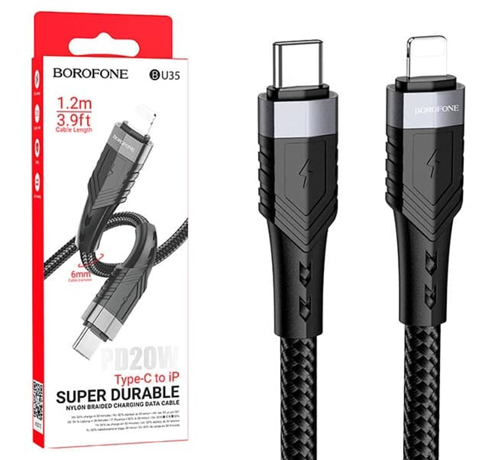 Кабель Lightning -TypeC BOROFONE BU35 PD 20W (черный) 1.2м