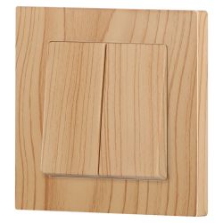 Выключатель Intro Accent 6-104-11 двойной, 10А-250В, IP20, СУ, AL/CU, сосна | Intro