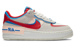 Nike Air Force 1 Shadow leather-wrapped non-slip low-top sneakers women's gray, red and blue