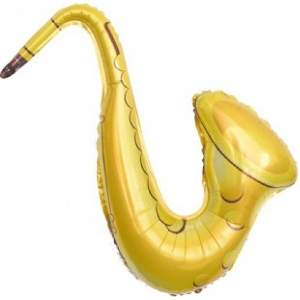 Шар (28""/71 см) Фигура, Саксофон, Золото, 1 шт. Воздух Г14