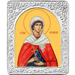 Святая Аглаида. Маленькая икона в серебряной раме.