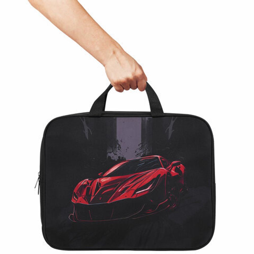 Папка на молнии с ручками BRAUBERG KIDS А4, 1 отделение, полиэстер, 80 мм, "Red car", 272122