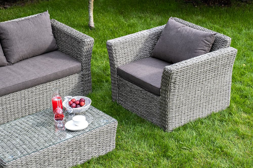 "Капучино" журнальный столик из искусственного ротанга (гиацинт), цвет серый