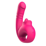 Розовый изогнутый вибратор с фрикциями - 19,7 см. (Цвет: розовый)