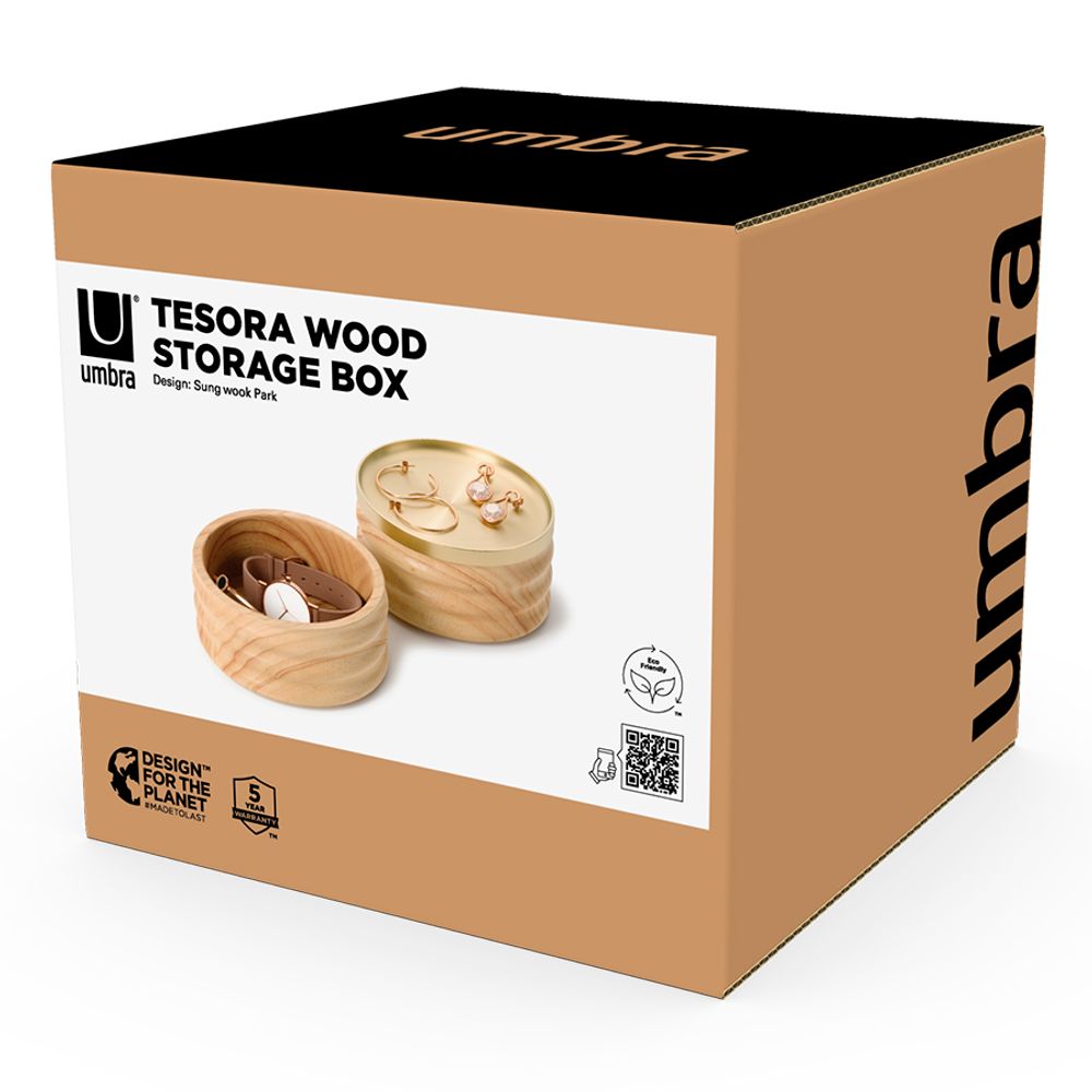 Шкатулка для украшений Tesora, натуральное дерево/латунь