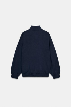 ZARA ТОЛСТОВКА ОВЕРСАЙЗ НА МОЛНИИ, МОРСКОЙ СИНИЙ