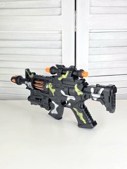 Автомат с лазерным прицелом свет/звук/мягкие пули в коробке (200346852)