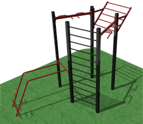 Уличный спортивный комплекс (брусья, шведская стенка, турник с параллельным и широким хватом, треххватовый турник, восходящее крыло)