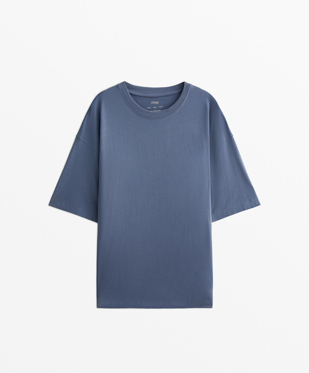 Oysho Футболка из смесового хлопка, стальной синий