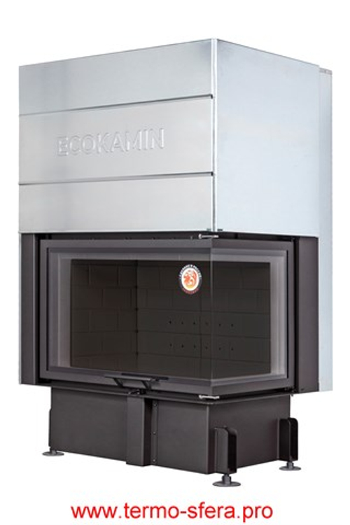 Каминная топка Экокамин ДЕЛЬТА 800 RB два стекла правая принтинг черный шамот