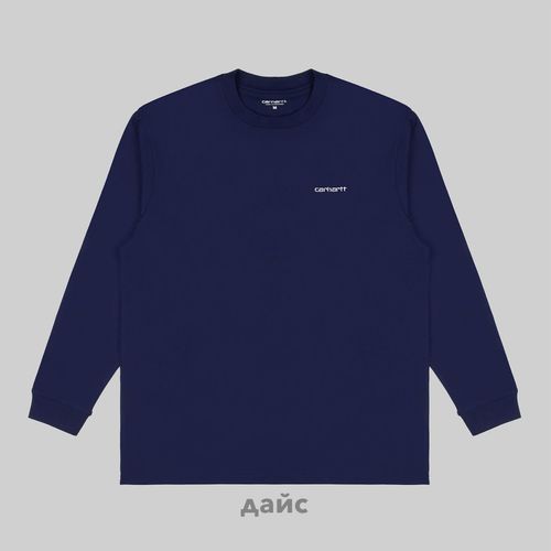 Лонгслив мужской Carhartt WIP Script Embroidery артикул:I032306_air_force_blue - купить в магазине Дайс