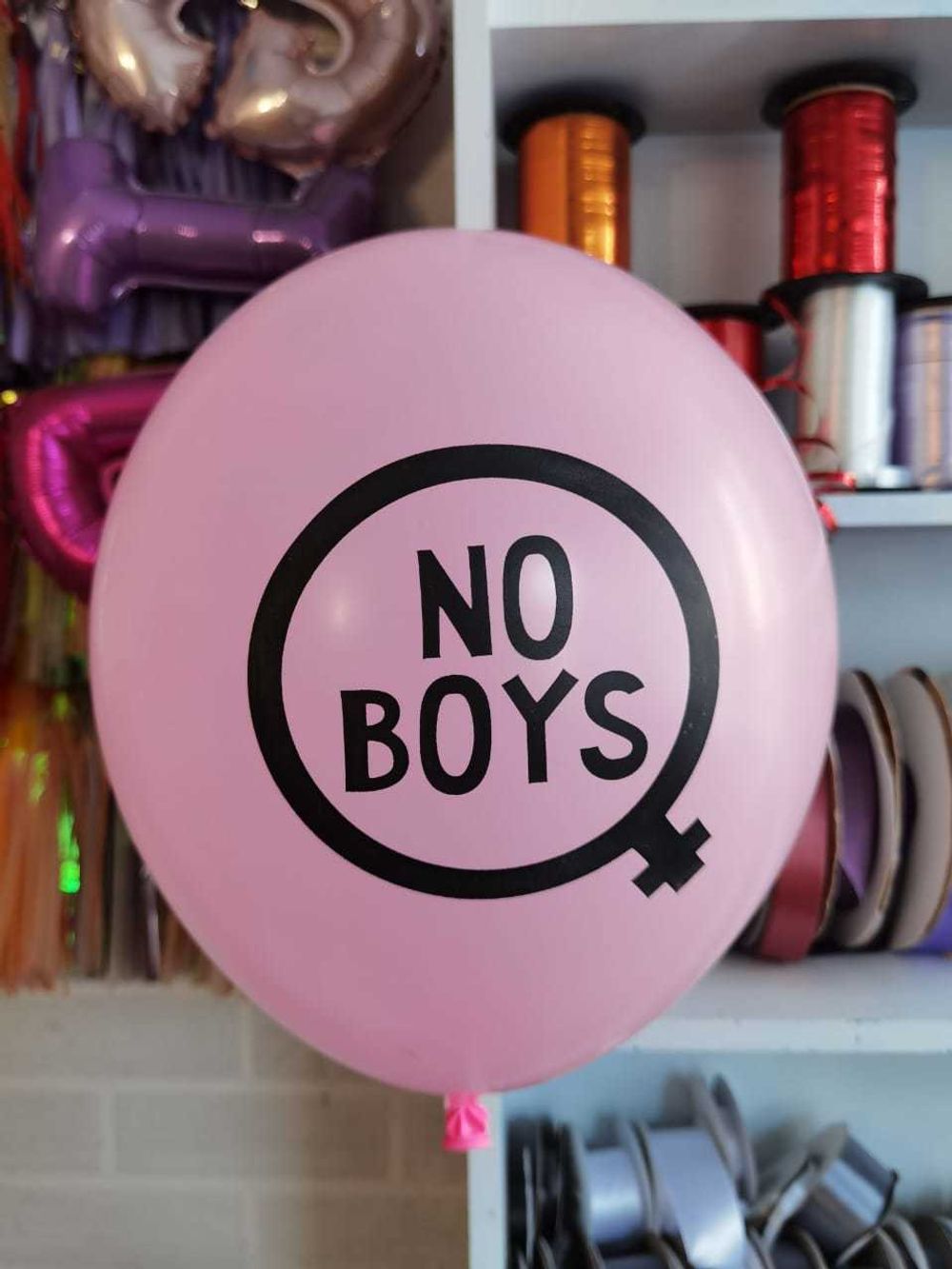 Шар с надписью ЧЮ 30 см 1/5 No boys. Розовый (БГ-17) 
