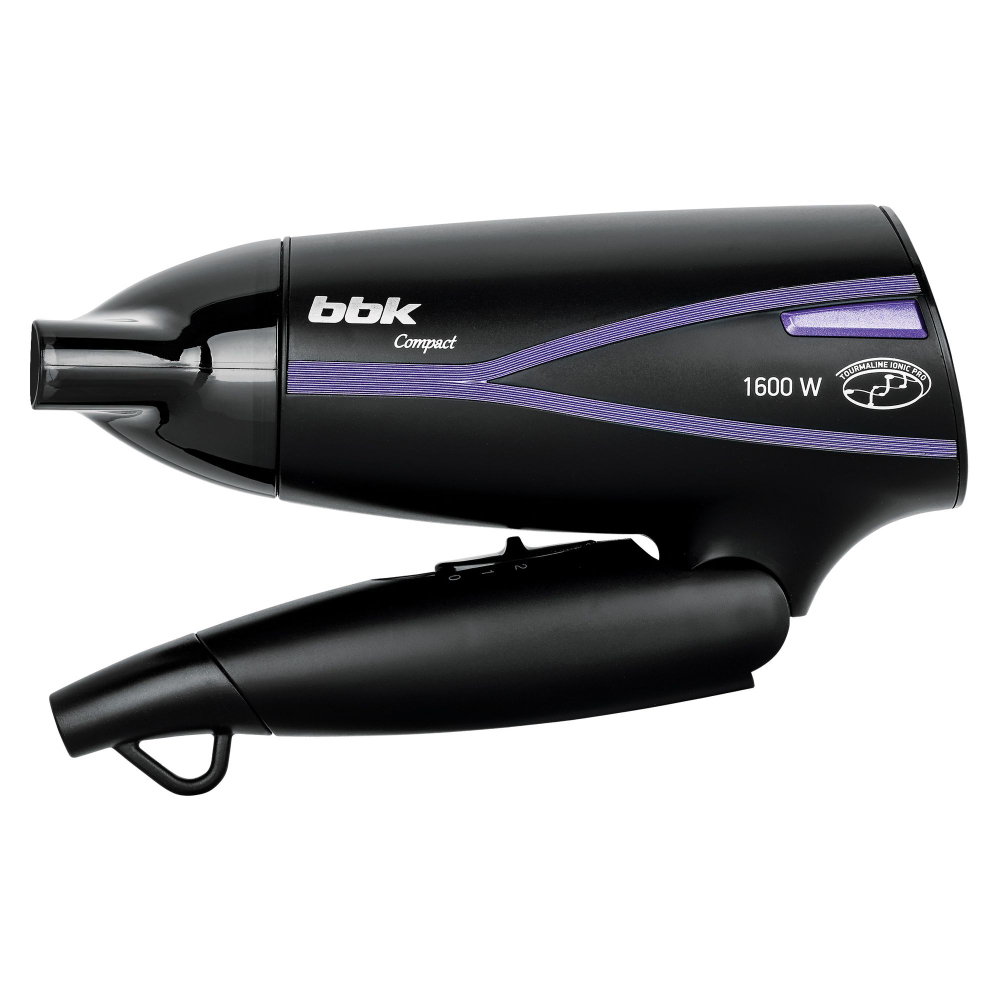 Фен электрический BBK BHD1608I Compact черный/фиолетовый