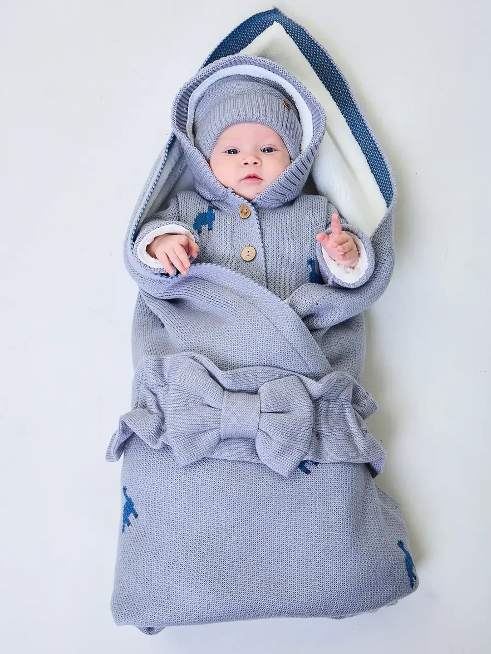 Конверт на выписку для новорожденных утепленный мехом