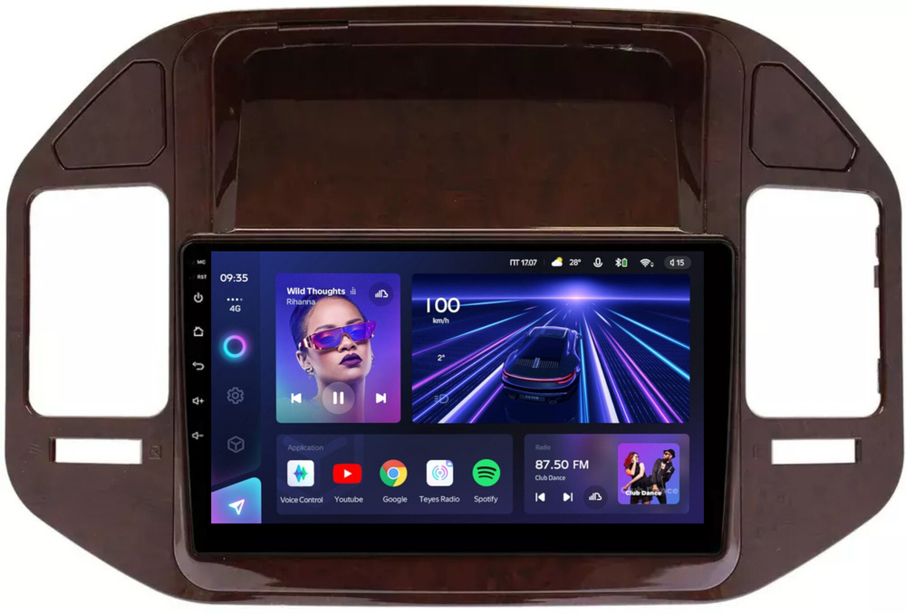 Магнитола для Mitsubishi Pajero 3, Montero 3 1999-2006 (рамка под дерево) - Teyes CC3 Android 10, ТОП процессор, 4/32 Гб, CarPlay, SIM-слот