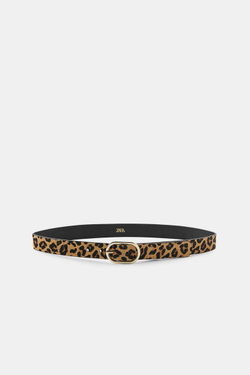 ZARA КОЖАНЫЙ РЕМЕНЬ С АНИМАЛИСТИЧЕСКИМ ПРИНТОМ, ЛЕОПАРДОВЫЙ