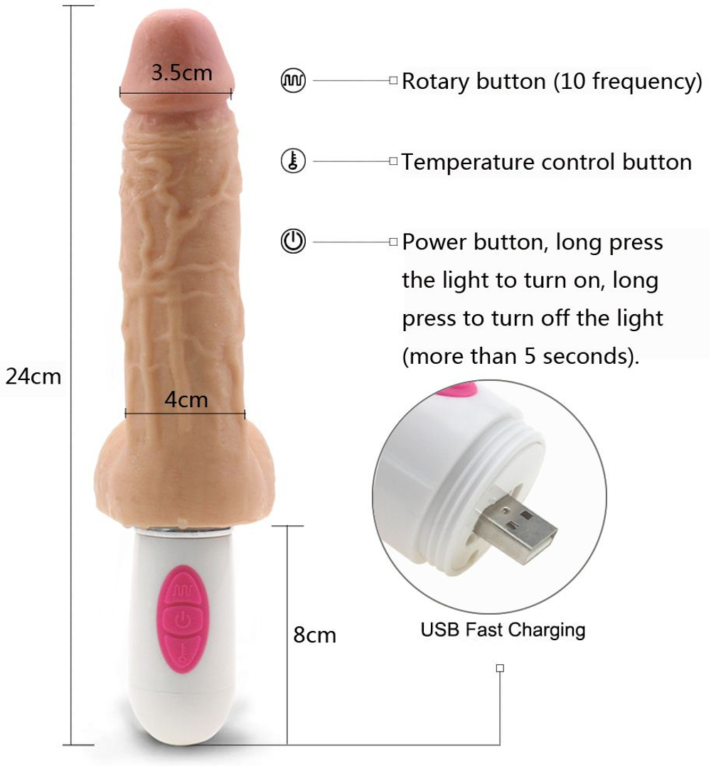 Телесный вибромассажёр с ротацией Swinging Penis - 24 см. (Цвет: телесный)