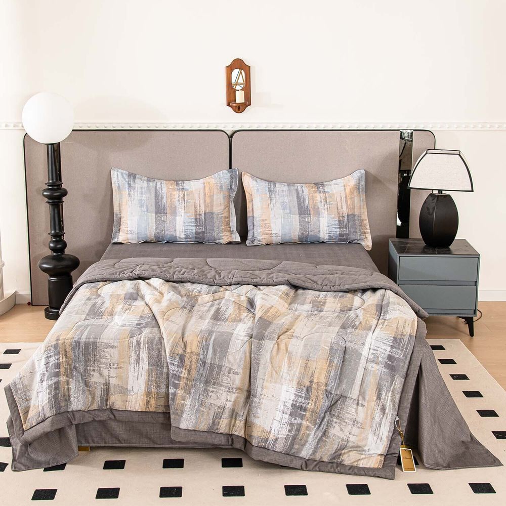 Комплект постельного белья Сатин с Одеялом 100% хлопок 160x80 на резинке OBR172