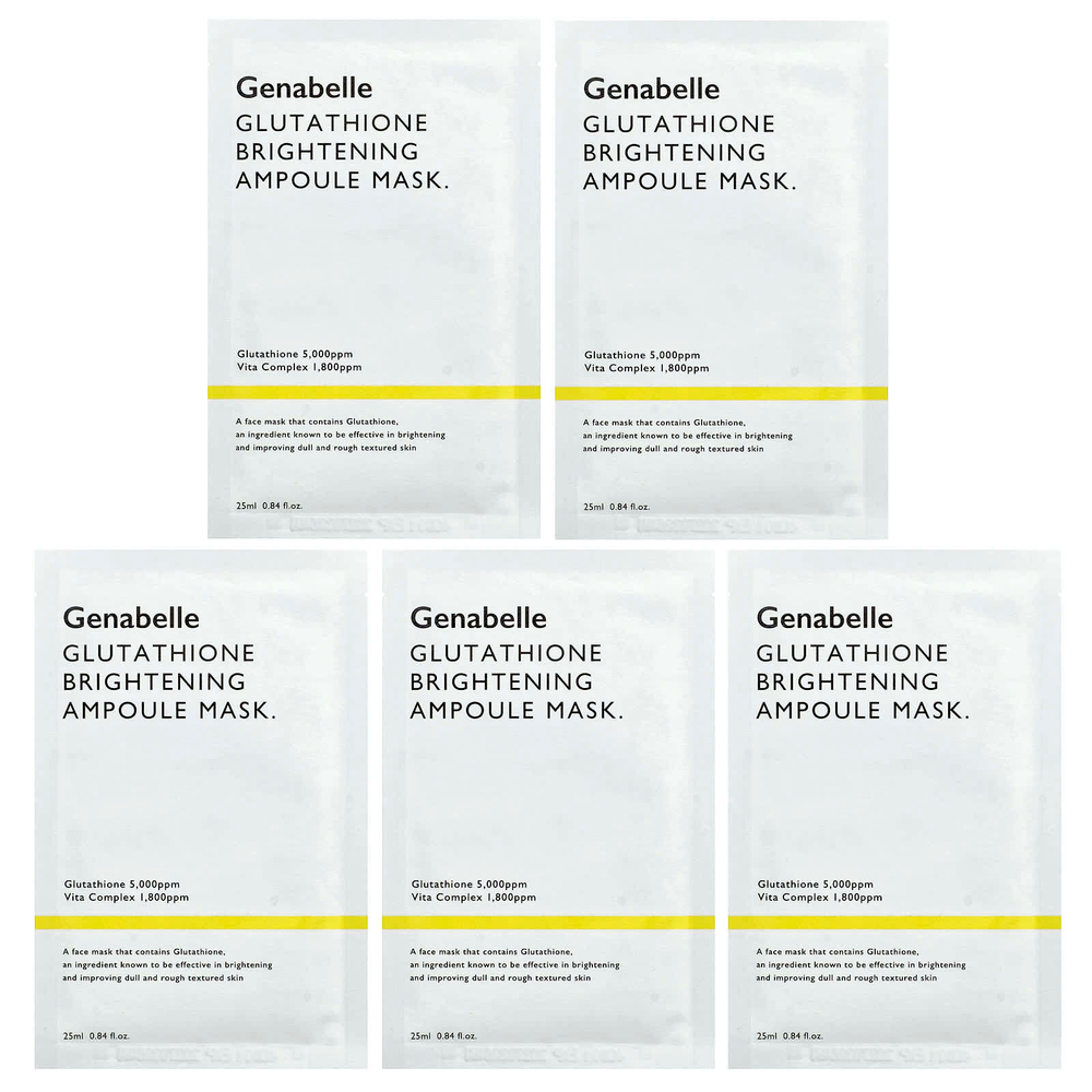 Genabelle, Осветляющая маска-ампула с глутатионом, 5 шт., По 25 мл (0,84 жидк. Унции)