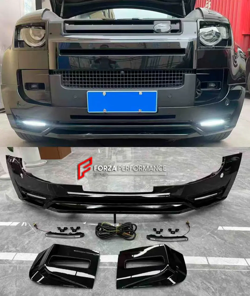Губа переднего бампера со светодиодными ходовыми огнями для LAND ROVER DEFENDER L663 2019+ Лэнд Ровер Дефендер