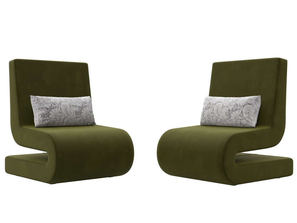 Кресло Волна (2 шт.), Зеленый/Серый, Микровельвет\Велюр, 115671