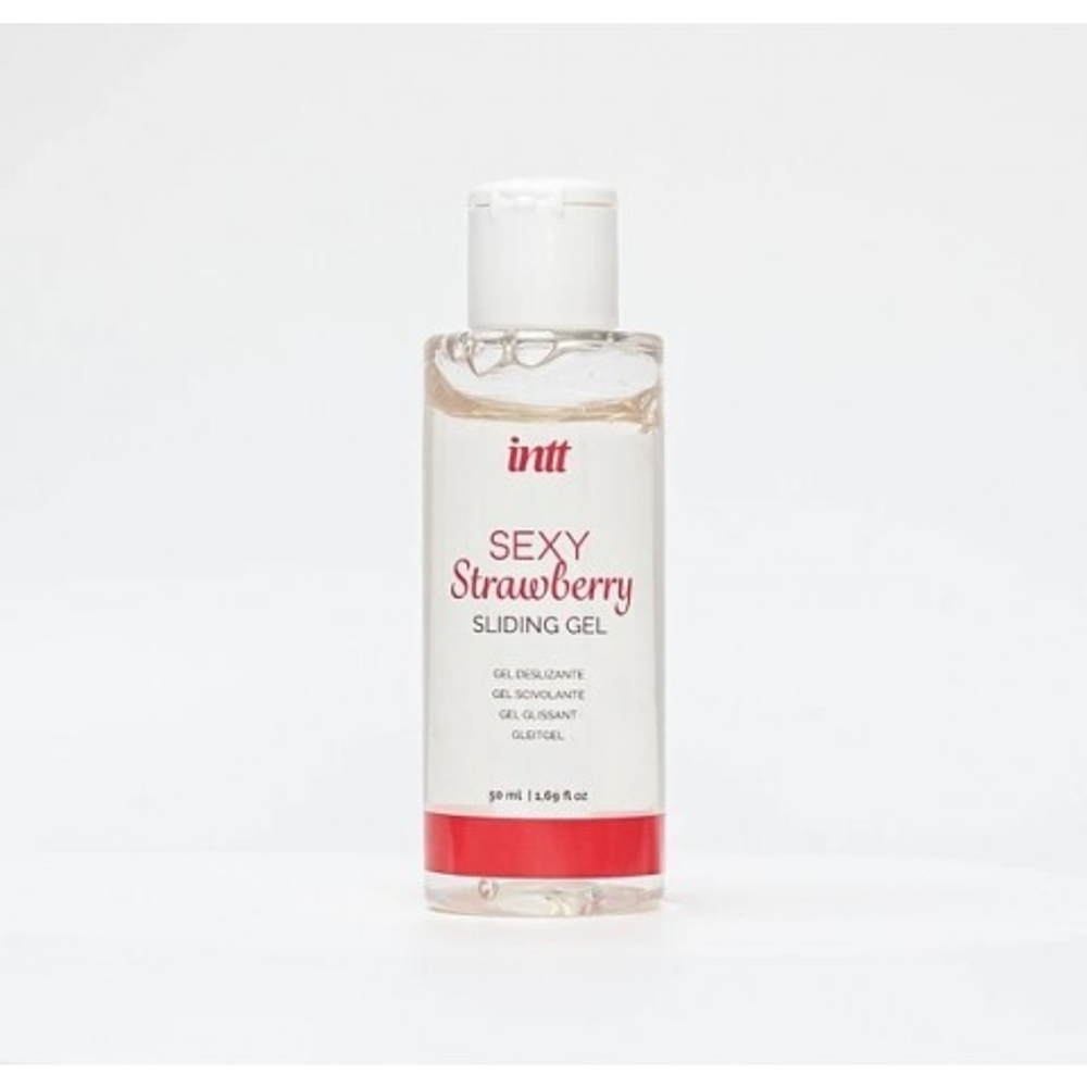 Набор Intt: кружевные трусики черные с бусинками Brazilizan и лубрикант с клубничным ароматом (50 мл.)