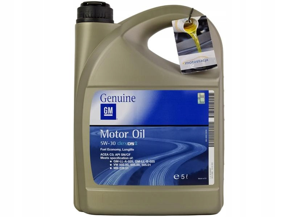 Моторное масло General Motors Dexos2 5W-30, синтетическое, 5 л