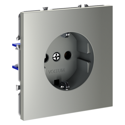 Розетка встраиваемая VOLTUM S70 с заземлением 16А, (сталь)