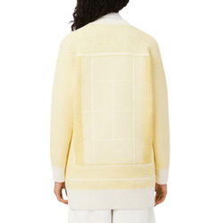 Женская теннисная куртка Lacoste Tennis Court Jacquard Long - white/yellow