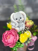 Букет мини из мыла зайка