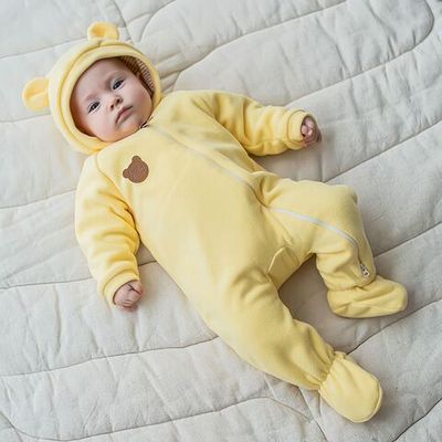 Fleece jumpsuit with earflaps 3-18 months - Daffodil