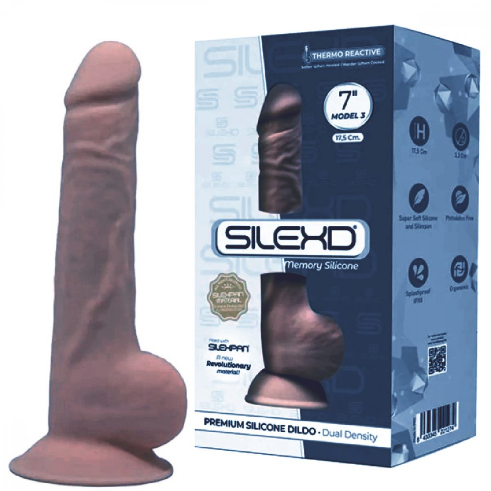 Фаллоимитатор SileXD Model 3 7 на присоске коричневый 17,5 см