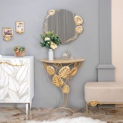 Зеркало настенное Monstera Deliciosa (Монстера) Айвори Мраморное золото