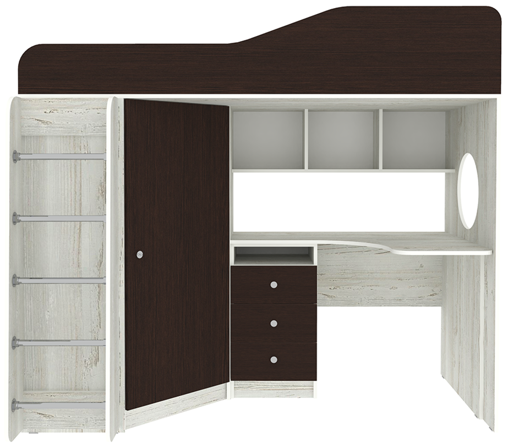 Кровать-чердак КарИВи Кадет 1 с металлической лестницей Винтерберг Венге